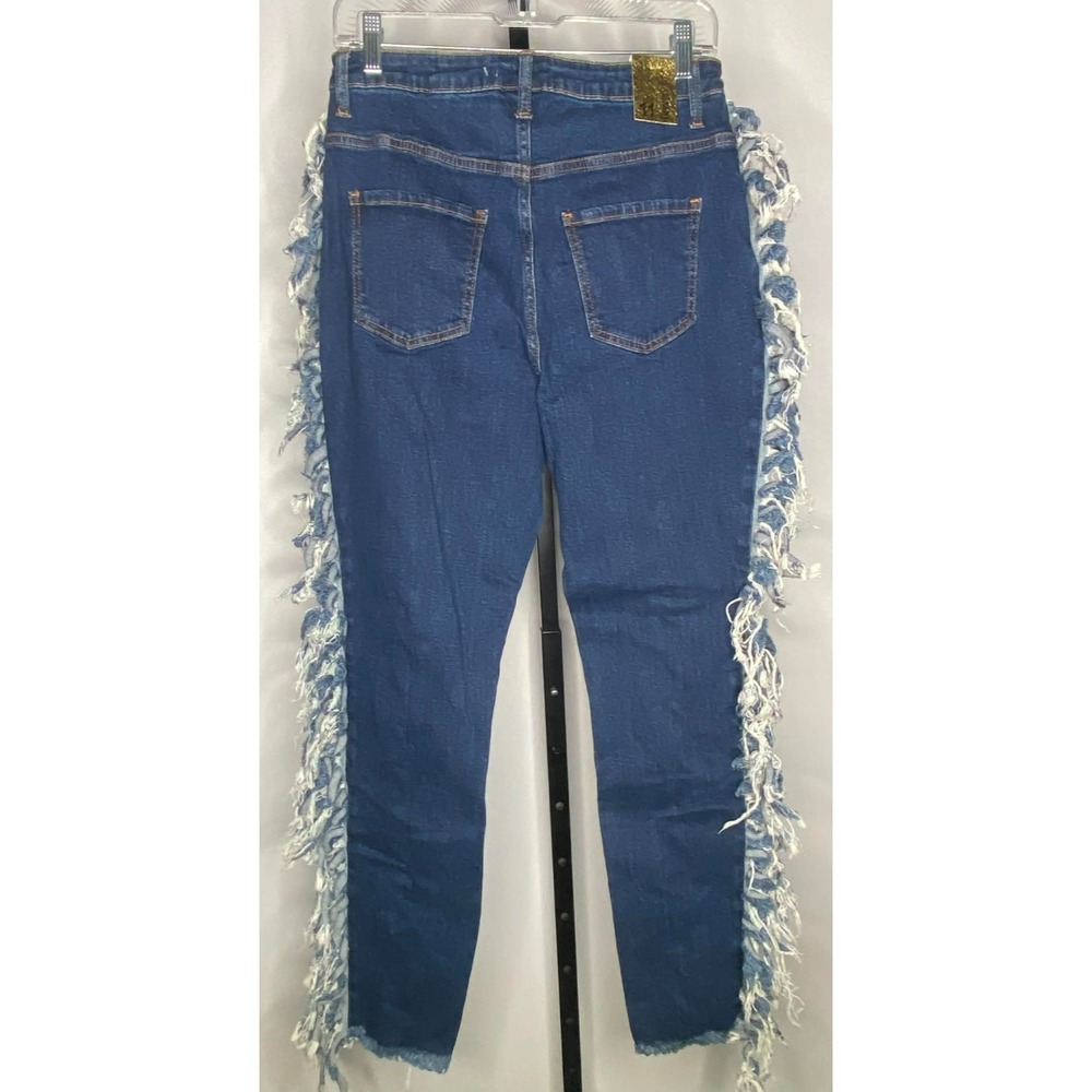 Loverly Fit jeans women's size 11 dark wash Fringe front‎ tie straight High Rise - Picture 7 of 7